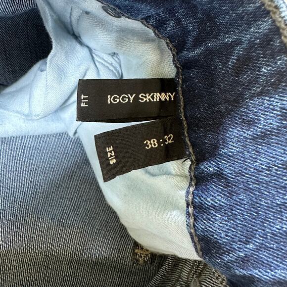 Neuw Iggy NWT Skinny Men's Jeans Polar Blue Size 38 x 32 Tapered Back Patch - Picture 5 of 10